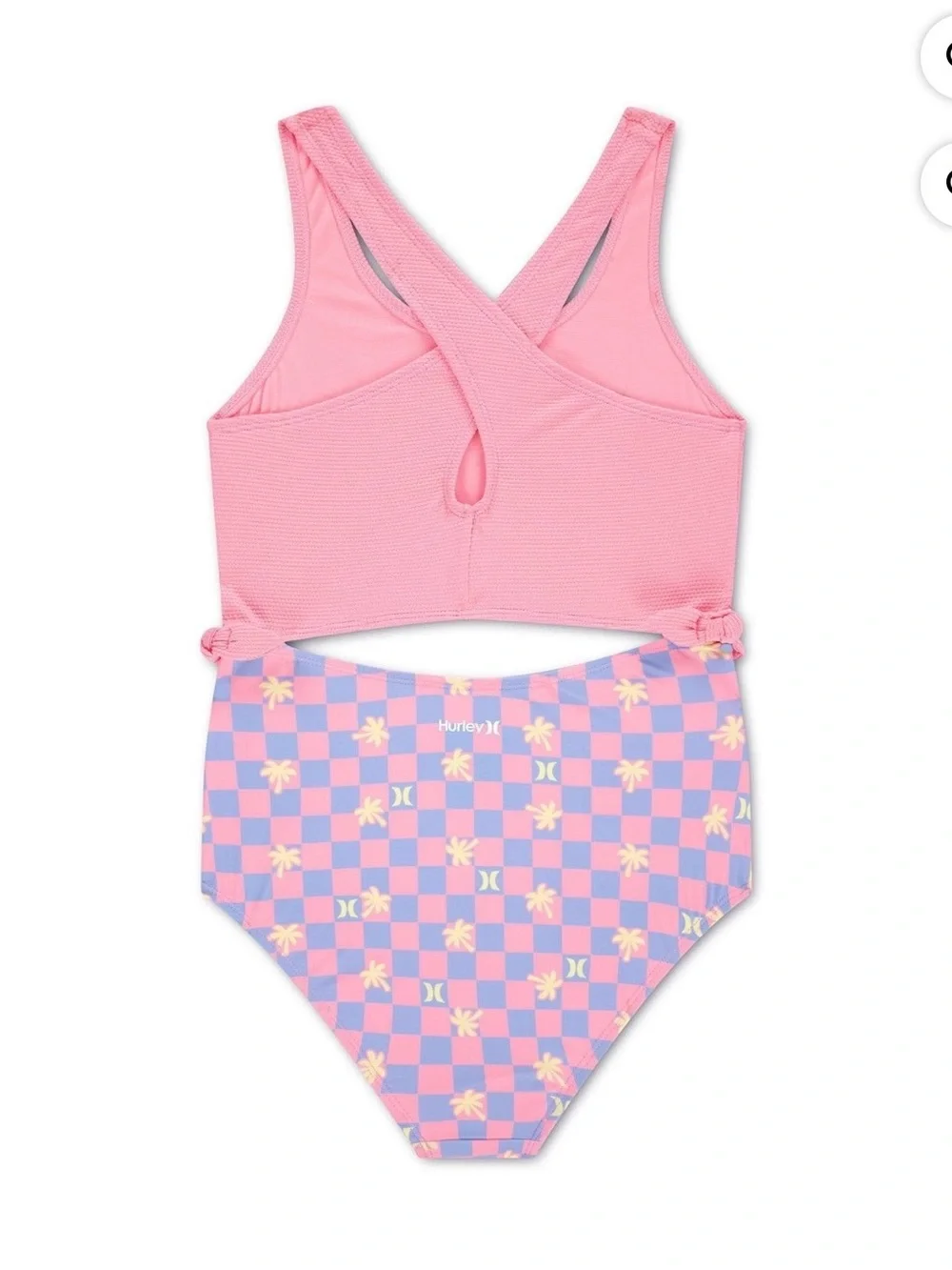 Hurley Pink Racerback Swim Top with Lavender Floral High-Waist Bottoms